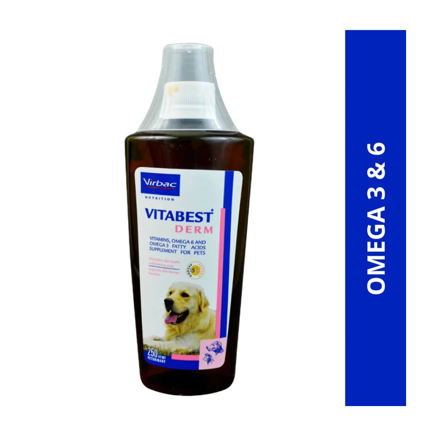 Virbac Vitabest Derm Omega 3 & 6 Supplement for Dogs & Cats – 250ml