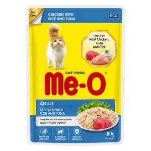 Me-O Adult Chicken with Rice and Tuna Wet Cat Food 80g