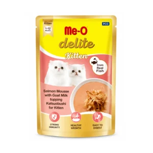 Me-O Delite Salmon Mousse with Goat Milk Topping and Katsuobushi for Kitten 70g