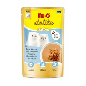 Me-O Delite Tuna Mousse with Goat Milk Topping and Katsuobushi for Kitten 70g