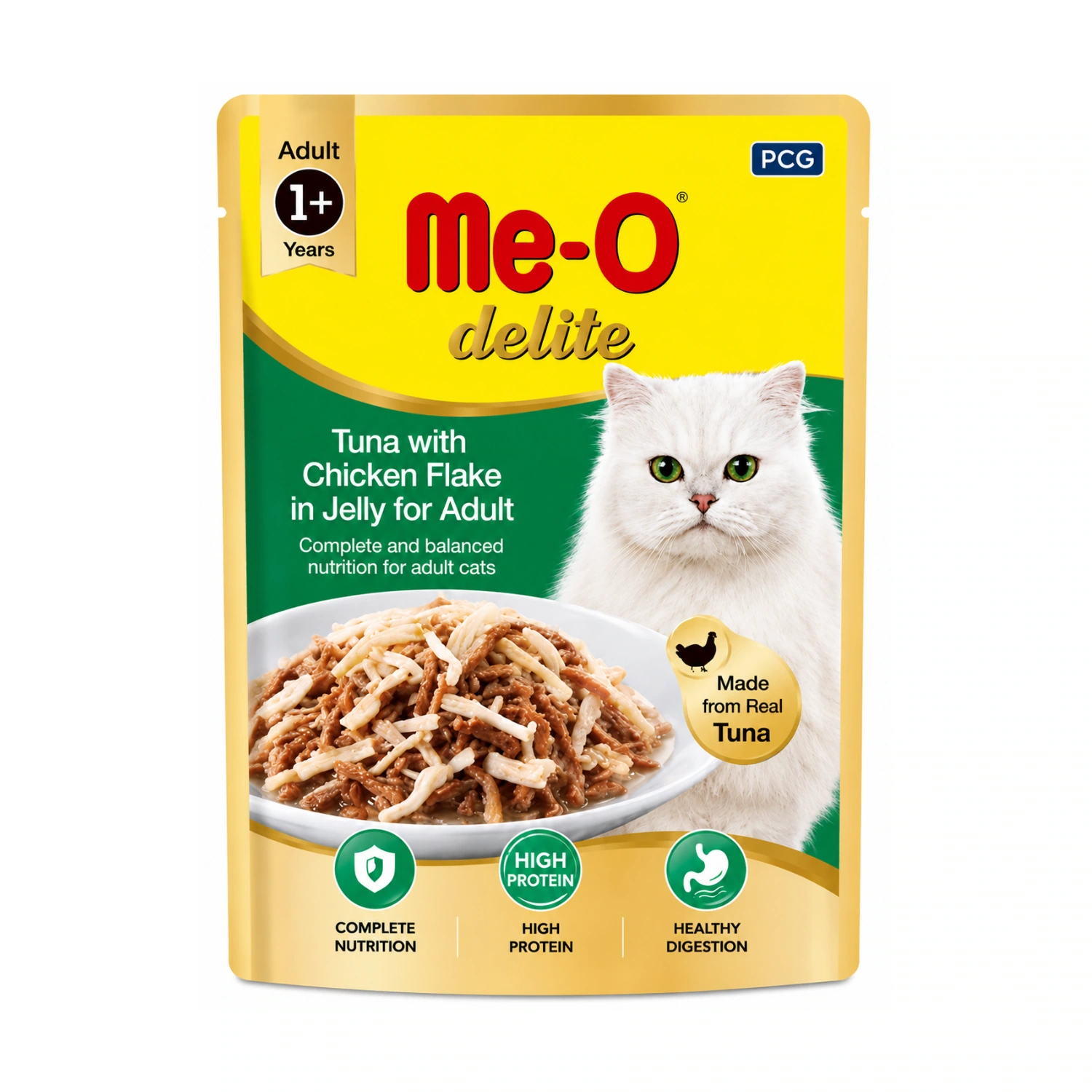 Me-O Delite Tuna with Chicken Flake in Jelly for Adult 70g