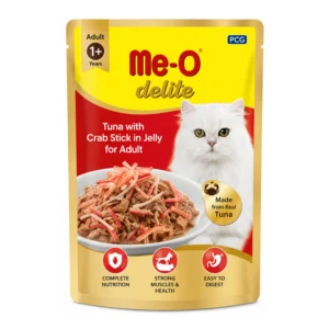 Me-O Delite Tuna with Crab Stick in Jelly for Adult 70g