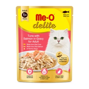 Me-O Delite Tuna with Salmon in Gravy for Adult 70g
